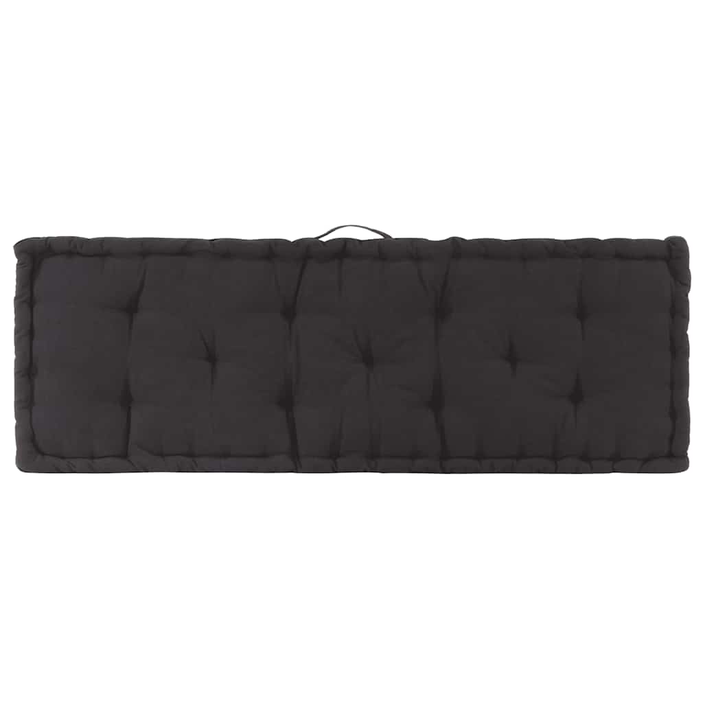 Cuscino per Pallet e Pavimento in Cotone 120x40x7 cm Nero 48673