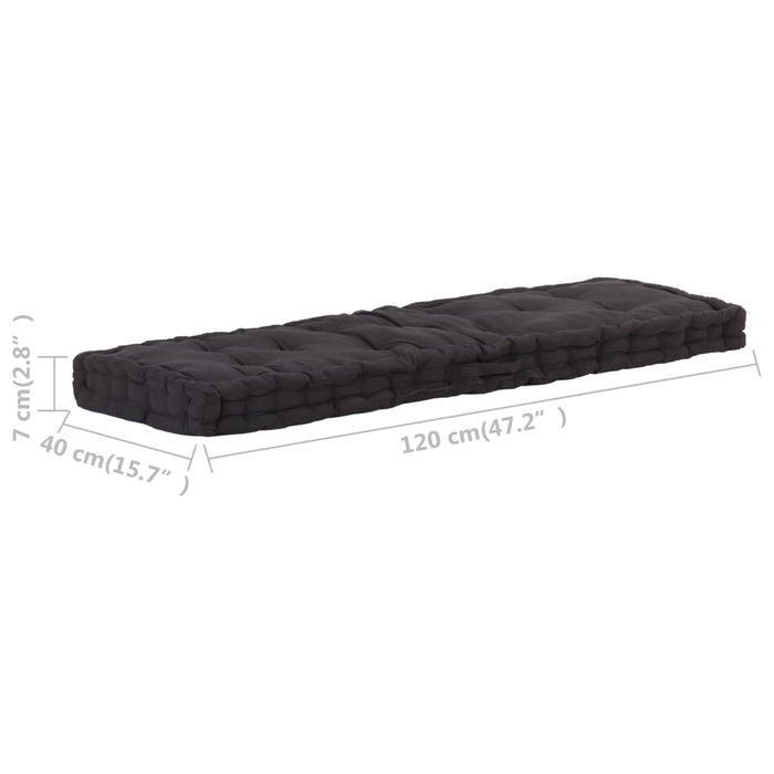 Cuscino per Pallet e Pavimento in Cotone 120x40x7 cm Nero 48673