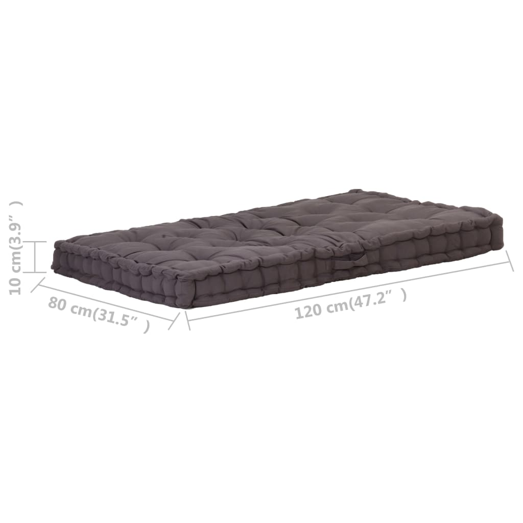 Cuscino per Pallet e Pavimento in Cotone 120x80x10 cm Antracite 48676