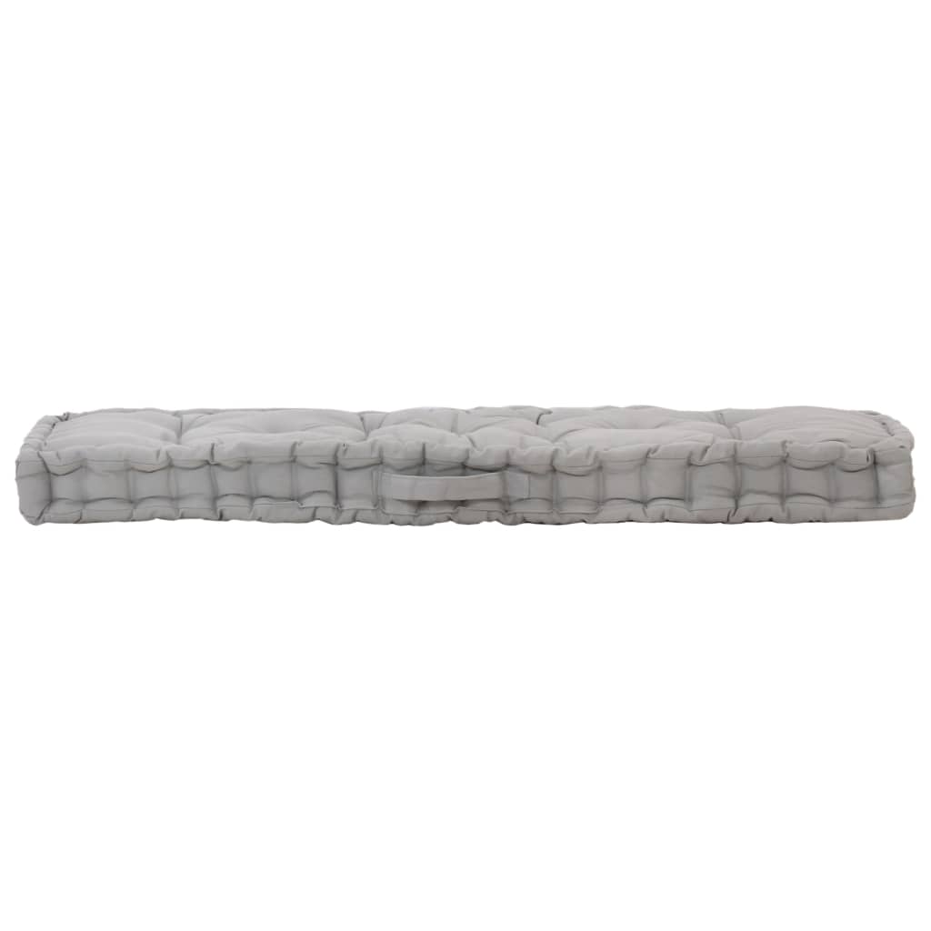 Cuscino per Pallet e Pavimento in Cotone 120x40x7 cm Grigio 48677
