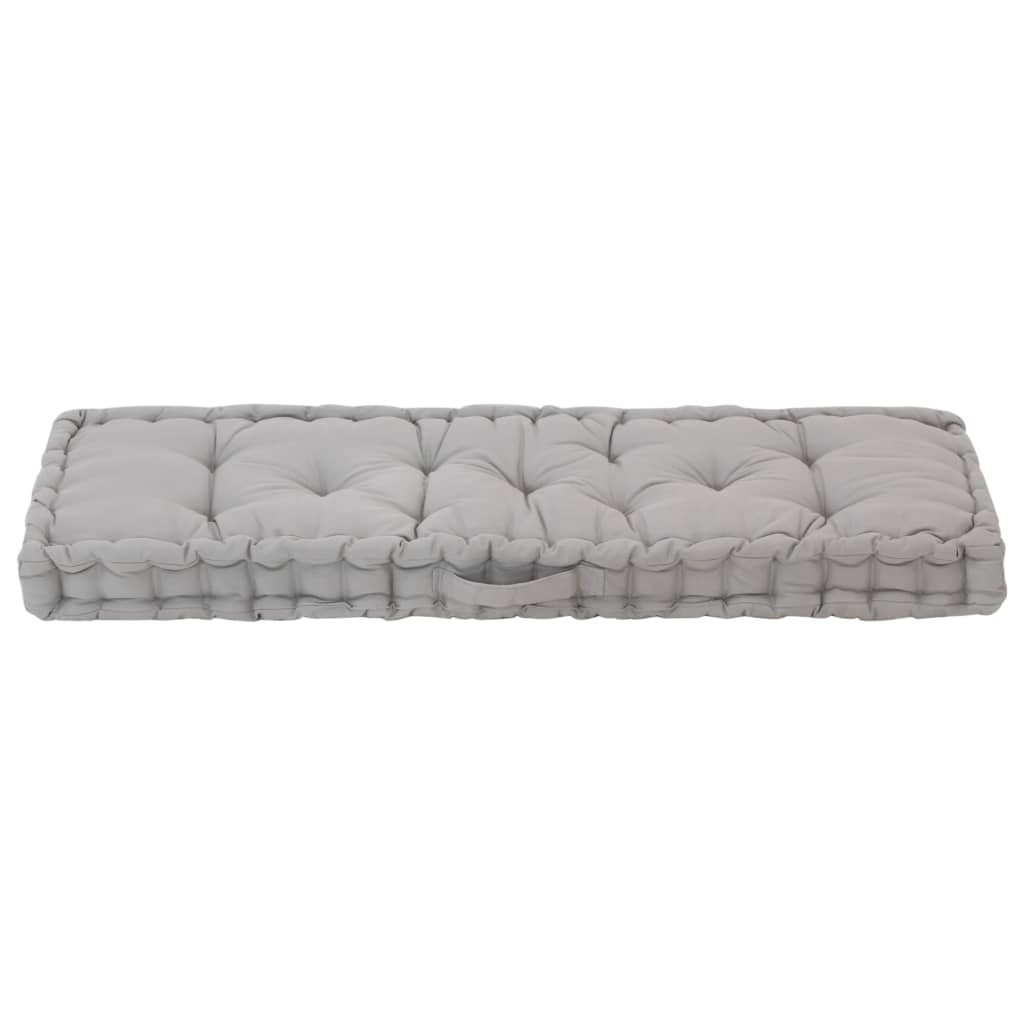Cuscino per Pallet e Pavimento in Cotone 120x40x7 cm Grigio 48677