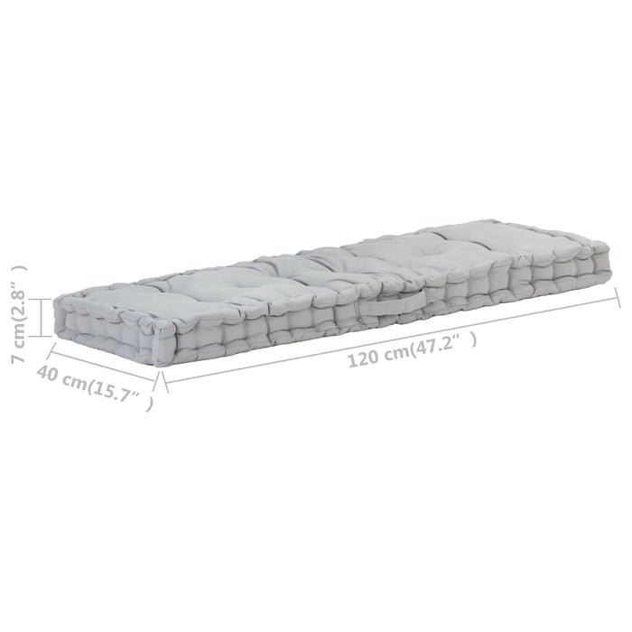Cuscino per Pallet e Pavimento in Cotone 120x40x7 cm Grigio cod mxl 54226