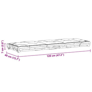Cuscino per Pallet e Pavimento in Cotone 120x40x7 cm Grigio 48677