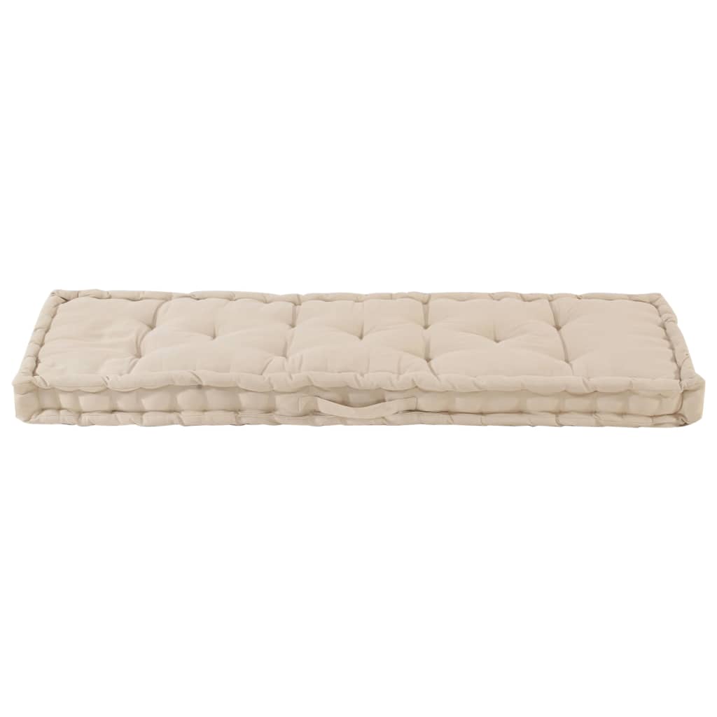 Cuscino per Pallet e Pavimento in Cotone 120x40x7 cm Beige cod mxl 74574
