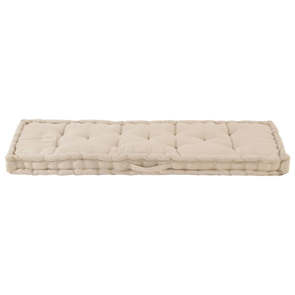 Cuscino per Pallet e Pavimento in Cotone 120x40x7 cm Beige 48679