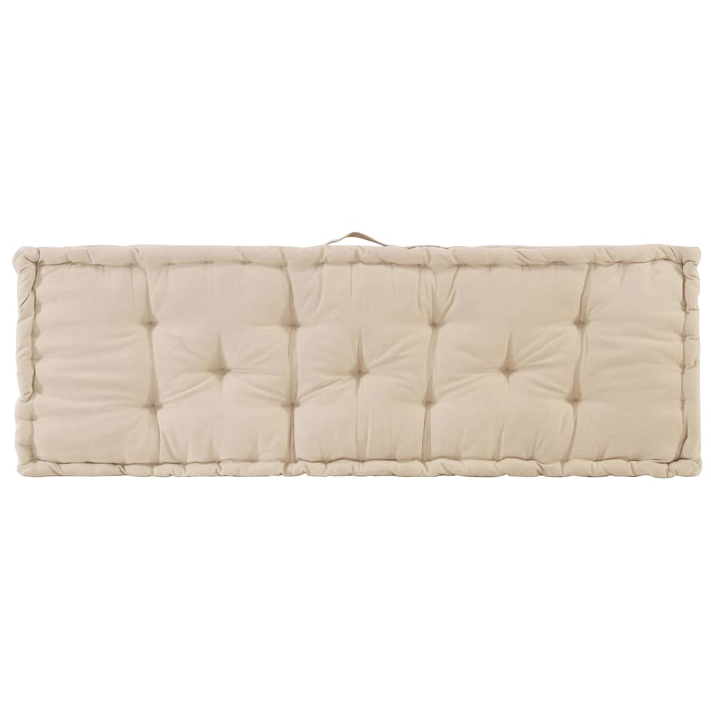 Cuscino per Pallet e Pavimento in Cotone 120x40x7 cm Beige 48679