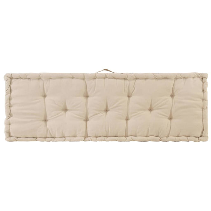 Cuscino per Pallet e Pavimento in Cotone 120x40x7 cm Beige 48679