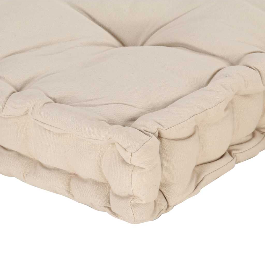 Cuscino per Pallet e Pavimento in Cotone 120x40x7 cm Beige 48679