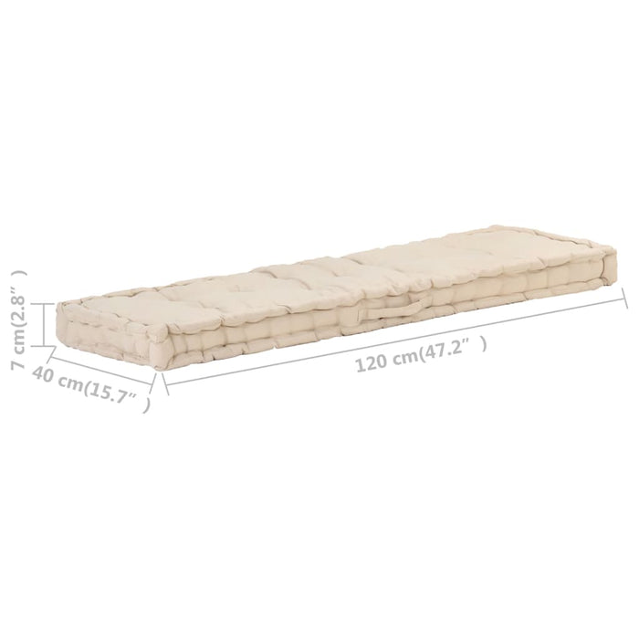 Cuscino per Pallet e Pavimento in Cotone 120x40x7 cm Beige cod mxl 74574