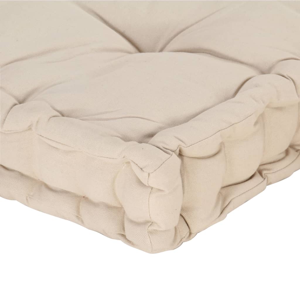 Cuscino per Pallet e Pavimento in Cotone 120x80x10 cm Beige