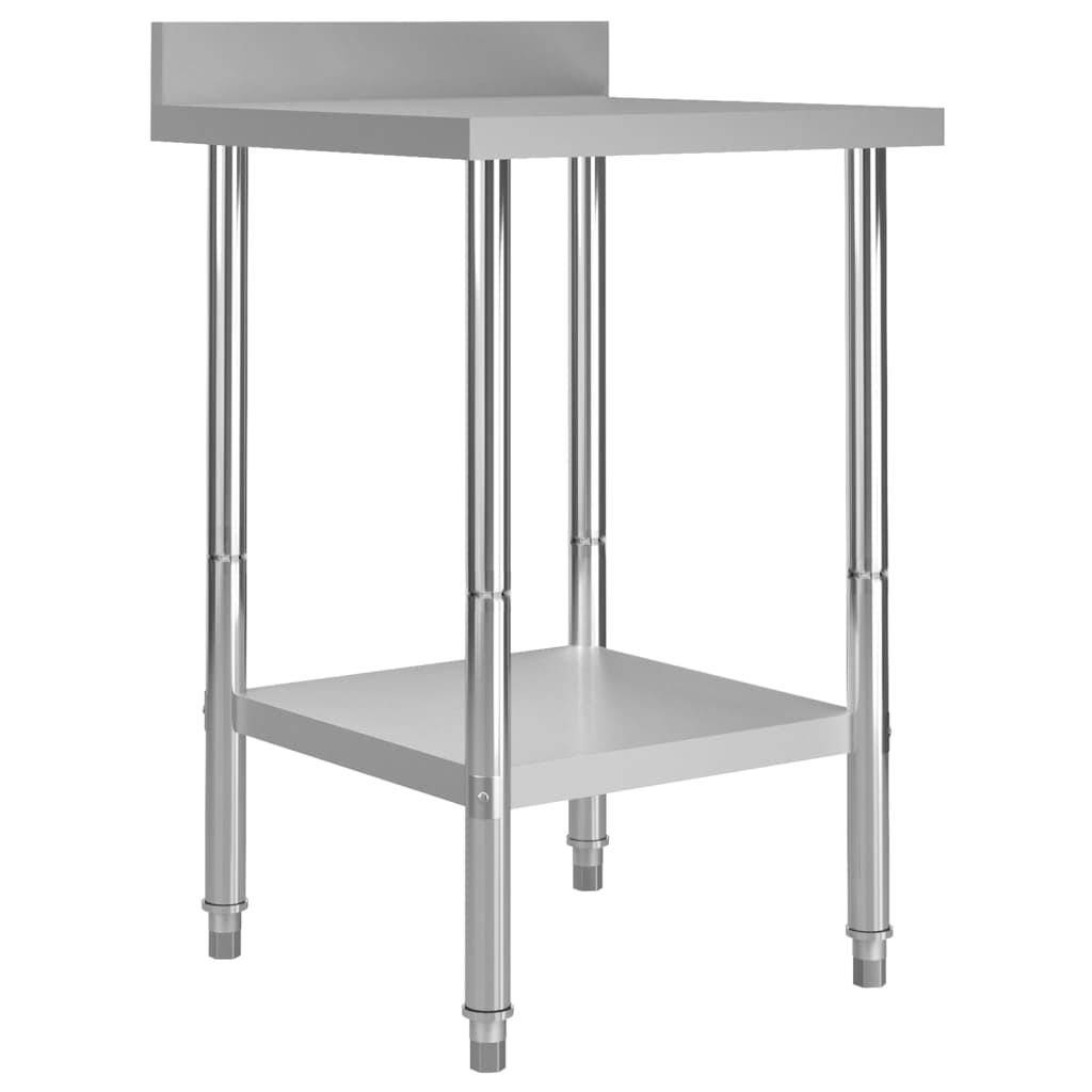 Tavolo da lavoro professionale da cucina con alzatina 60 x 60 x 93 cm in acciaio inox 02_0045410