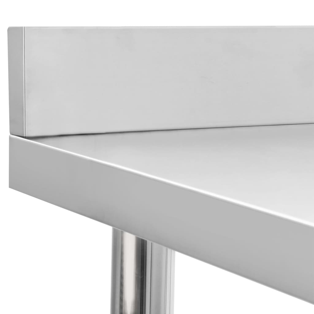 Tavolo da lavoro professionale da cucina con alzatina 60 x 60 x 93 cm in acciaio inox 02_0045410