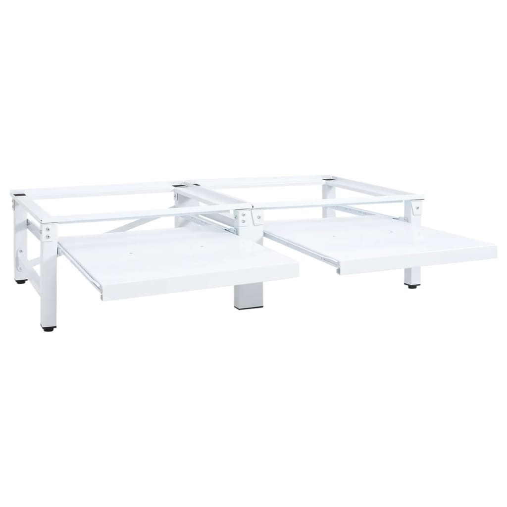 Supporto Lavatrice e Asciugatrice con Mensola Estraibile Bianco