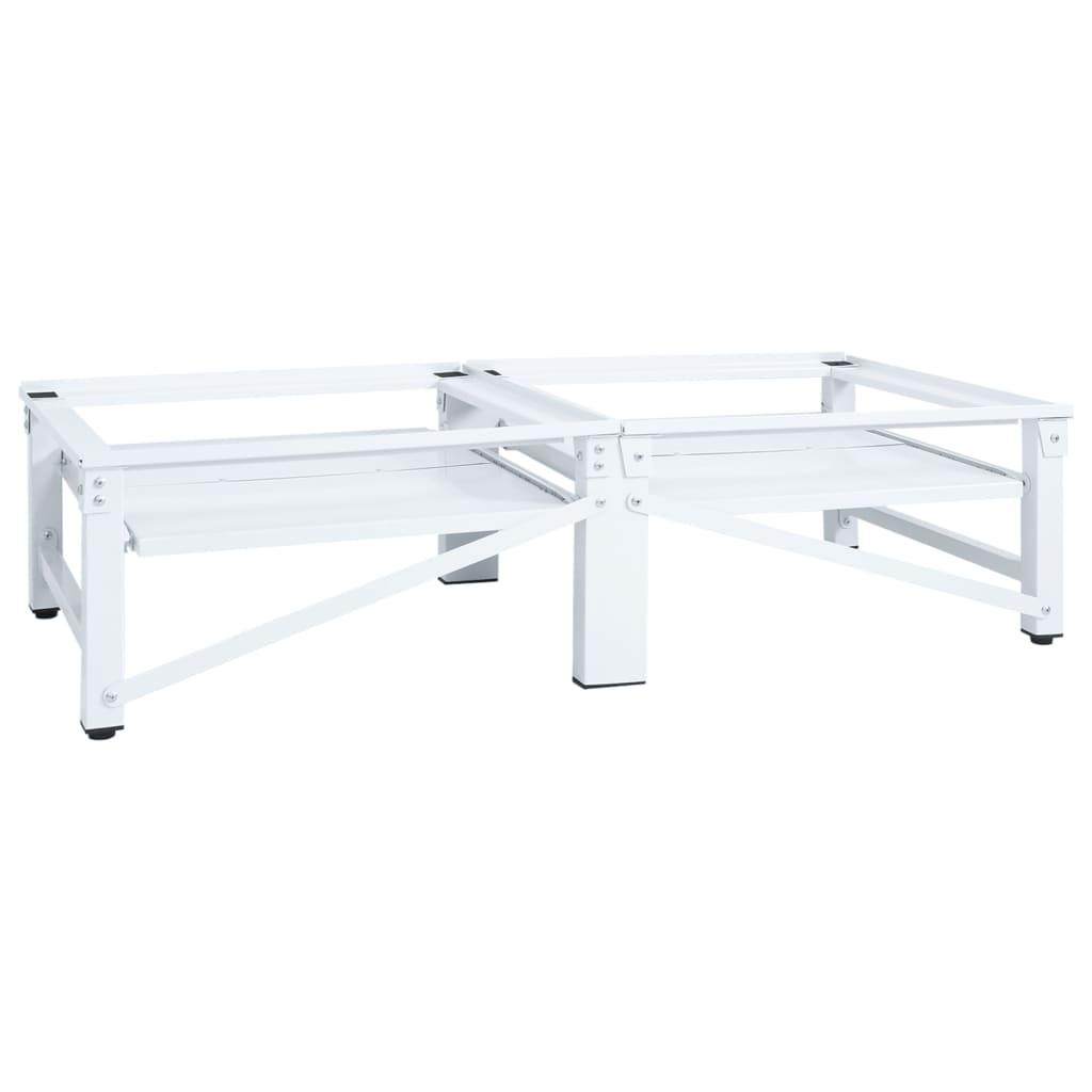 Supporto Lavatrice e Asciugatrice con Mensola Estraibile Bianco