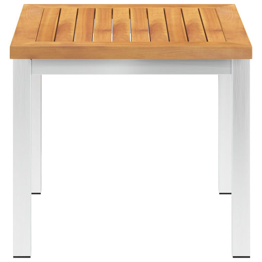Tavolino da Giardino 45x45x38cm in Legno Acacia e Acciaio Inox 46492