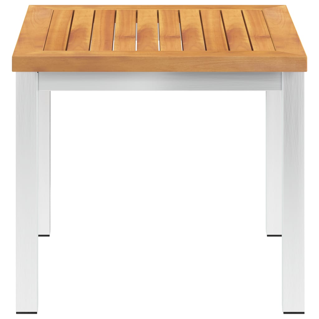 Tavolino da Giardino-Tavolo da Esterno-Tavolino da Patio 45x45x38cm in Legno Acacia e Acciaio Inox
