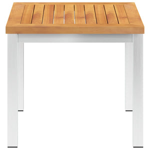 Tavolino da Giardino-Tavolo da Esterno-Tavolino da Patio 45x45x38cm in Legno Acacia e Acciaio Inox