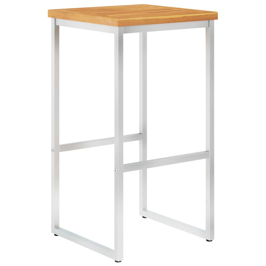 Sgabelli da Bar 4 pz in Legno Massello di Acacia e Acciaio Inox 46507