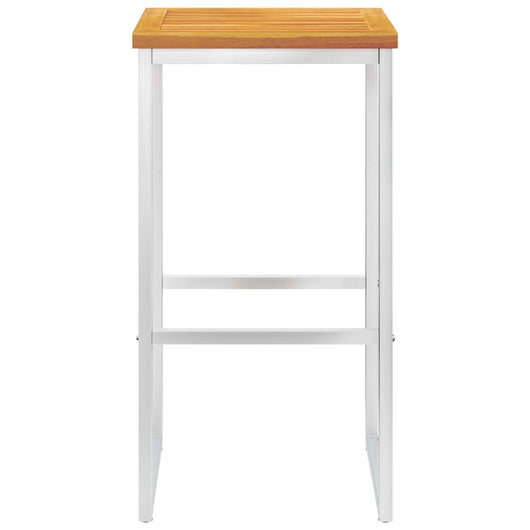 Sgabelli da Bar 4 pz in Legno Massello di Acacia e Acciaio Inox 46507