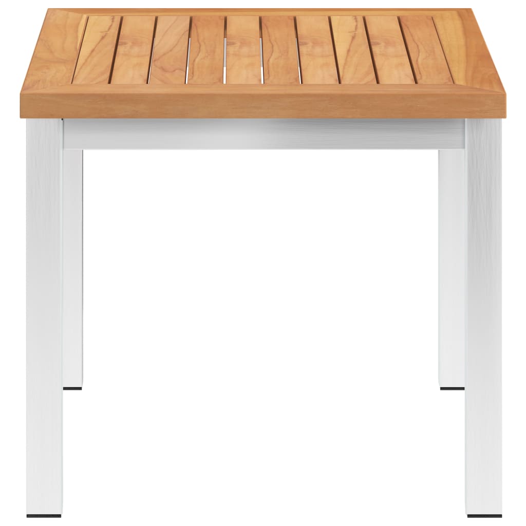 Tavolino da Giardino 45x45x38cm in Legno di Teak e Acciaio Inox 46512