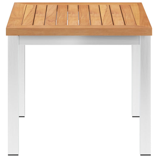 Tavolino da Giardino 45x45x38cm in Legno di Teak e Acciaio Inox 46512
