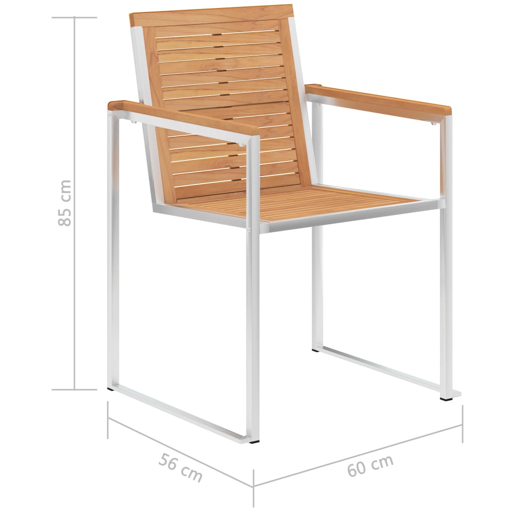 Sedie da Giardino 2 pz in Legno Massello di Teak e Acciaio Inox 46515