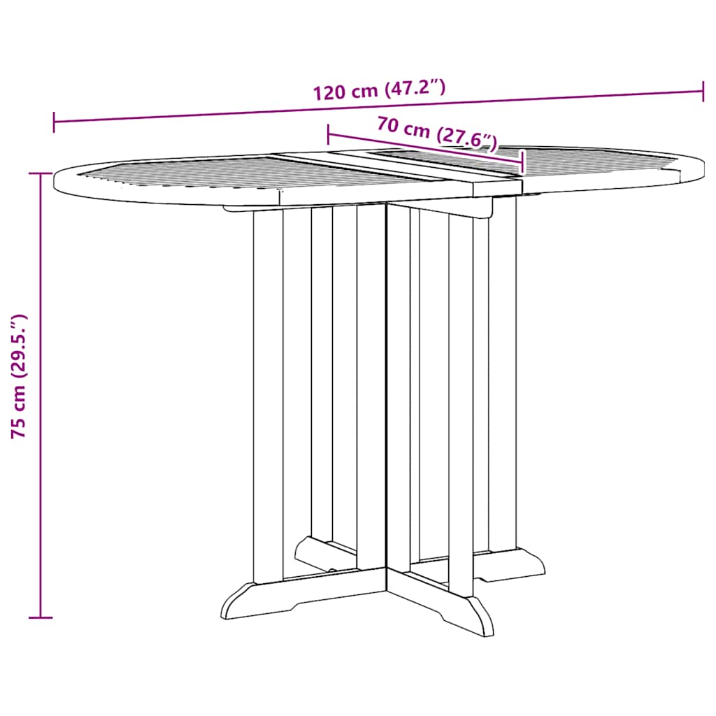 Tavolo Pieghevole a Farfalla 120x70x75 cm in Massello di Teak 49002
