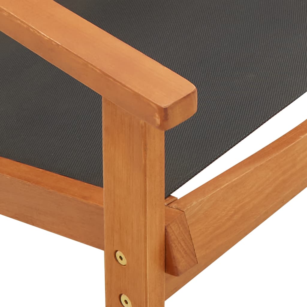 Sedia da Giardino Nera Legno Massello di Eucalipto e Textilene 48699