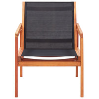 Sedia da Giardino Nera Legno Massello di Eucalipto e Textilene