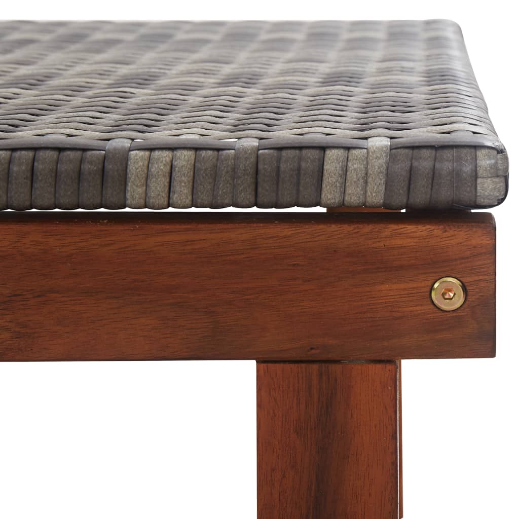 Lettino Prendisole Polyrattan e Legno Massello di Acacia Grigio 48704