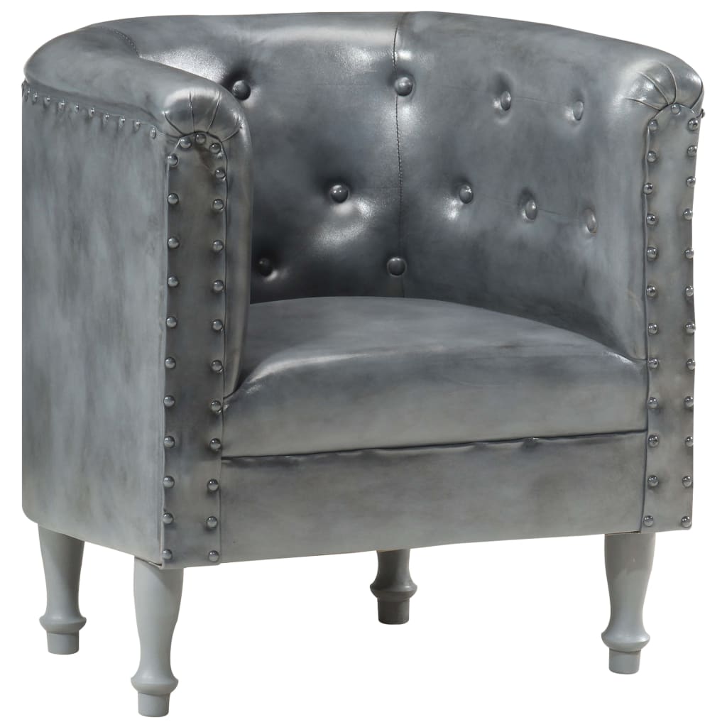 Poltrona a Pozzetto Grigia in Vera Pelle cod mxl 25653