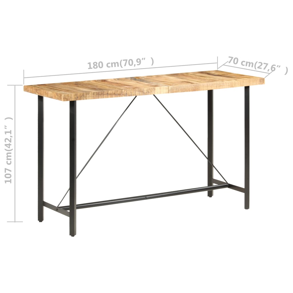 Tavolo da Bar 180x70x107 cm in Legno Ruvido di Mango 286613