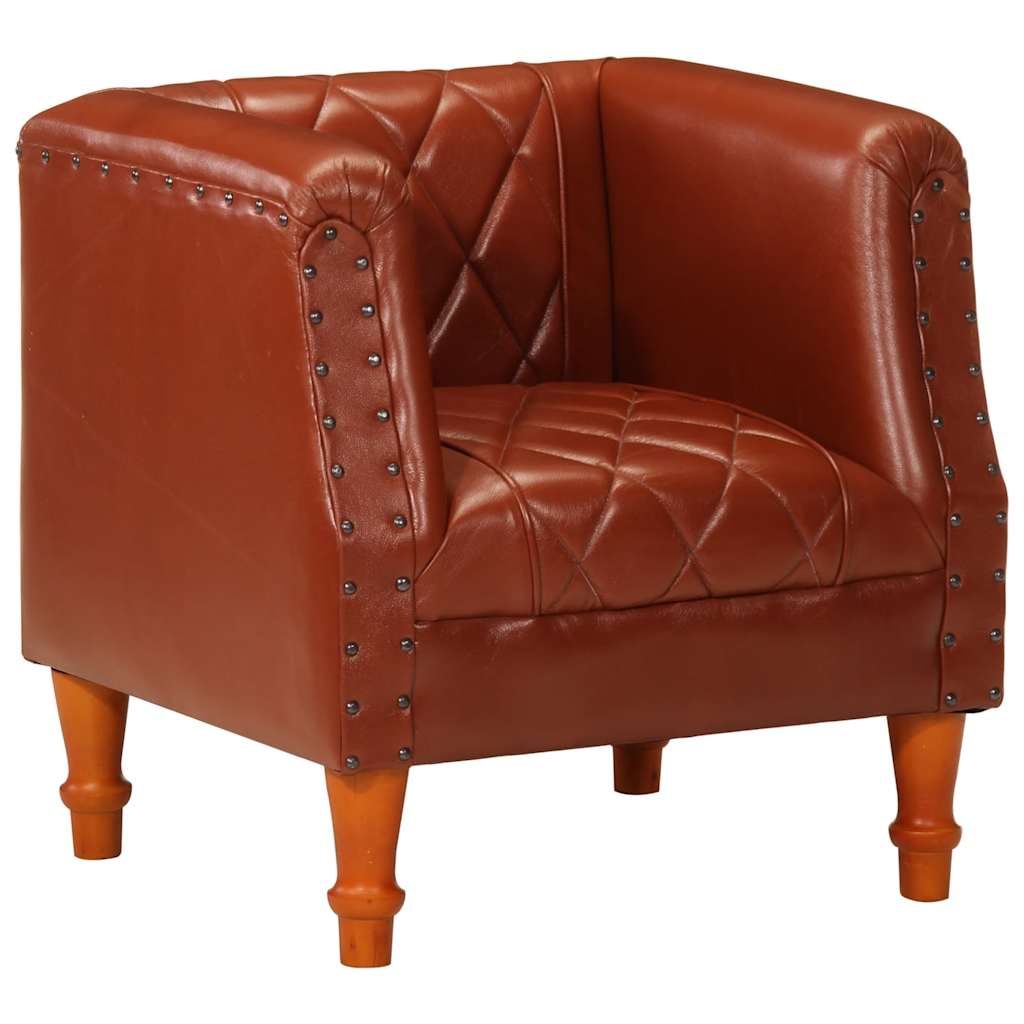 Poltrona a Pozzetto Marrone in Vera Pelle di Capra cod mxl 18672