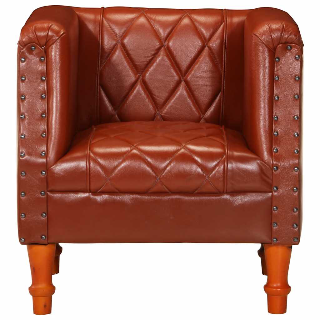 Poltrona a Pozzetto Marrone in Vera Pelle di Capra cod mxl 18672