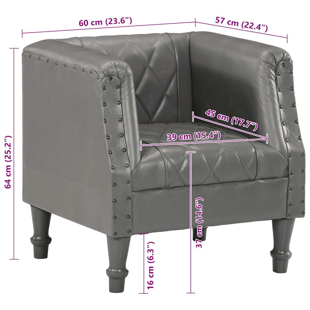 Poltrona a Pozzetto Grigia in Vera Pelle di Capra 286618