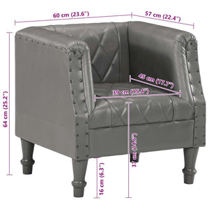 Poltrona a Pozzetto Grigia in Vera Pelle di Capra 286618