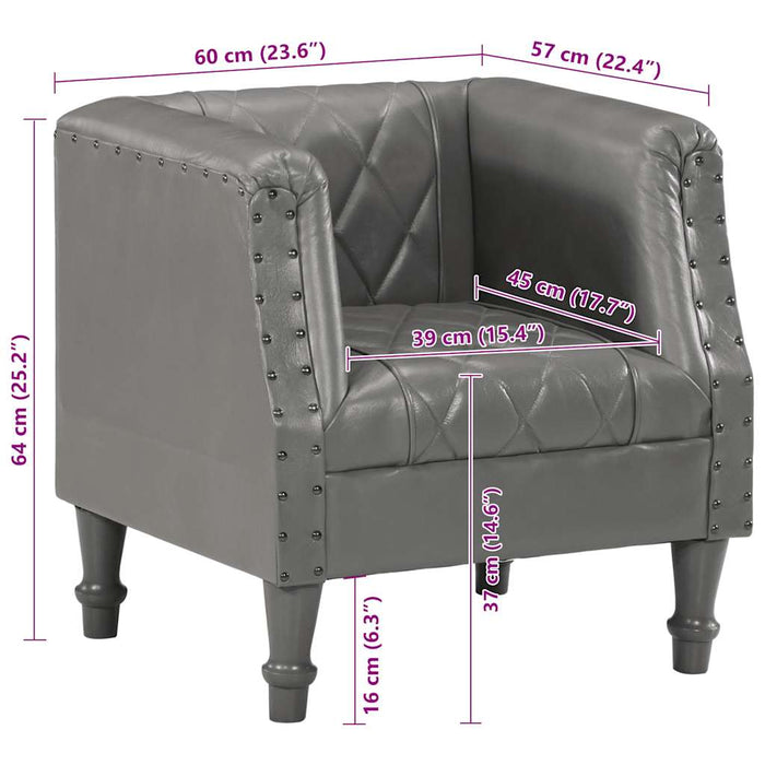 Poltrona a Pozzetto Grigia in Vera Pelle di Capra 286618