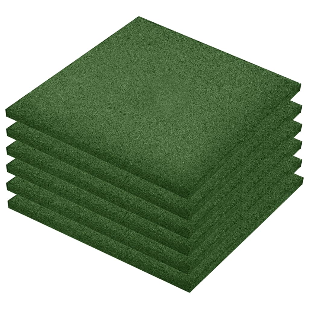 Piastrelle Anticaduta 6 pz in Gomma 50x50x3 cm Verde 92321