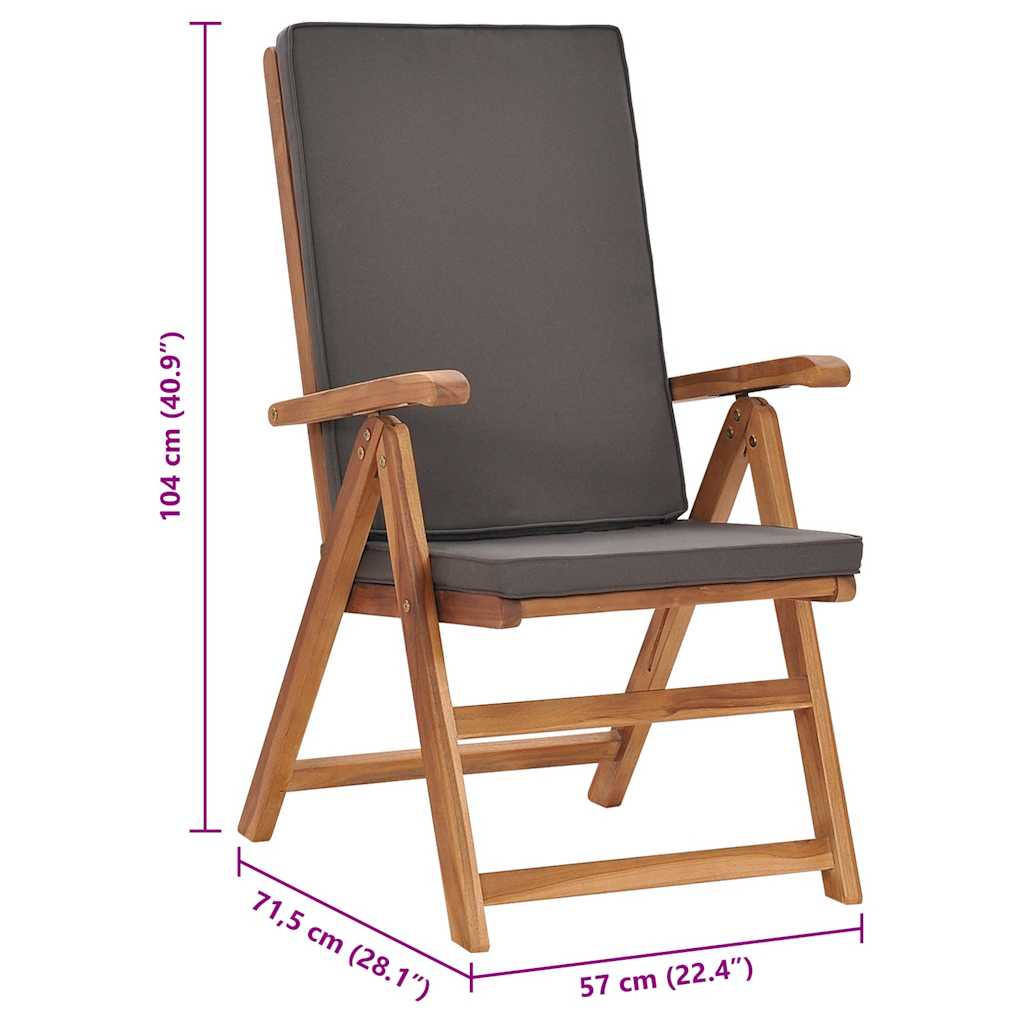 Sedie da Giardino con Cuscini 2 pz Legno di Teak Grigio 48982