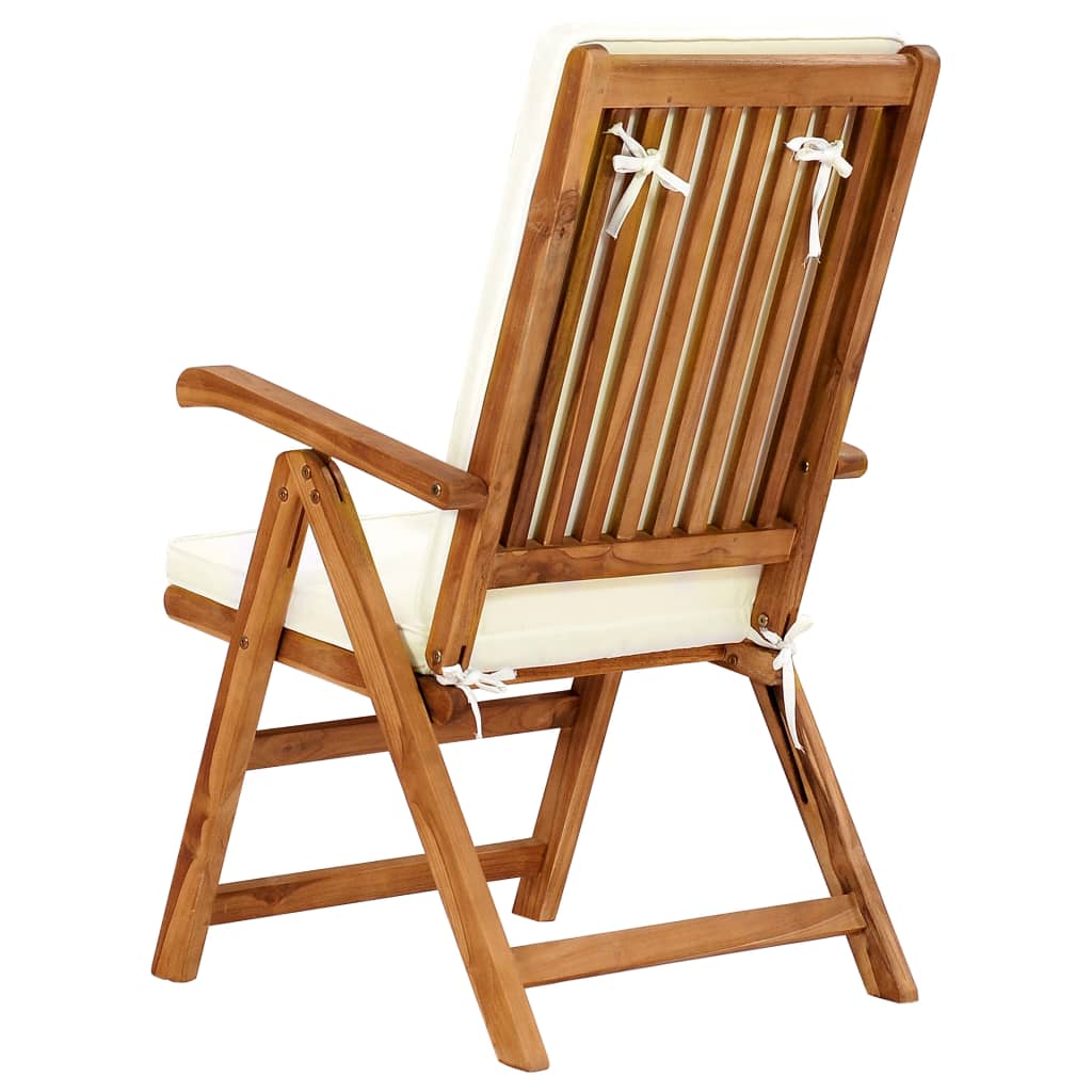 Sedie da Giardino con Cuscini 2 pz Legno Massello di Teak Crema 48983