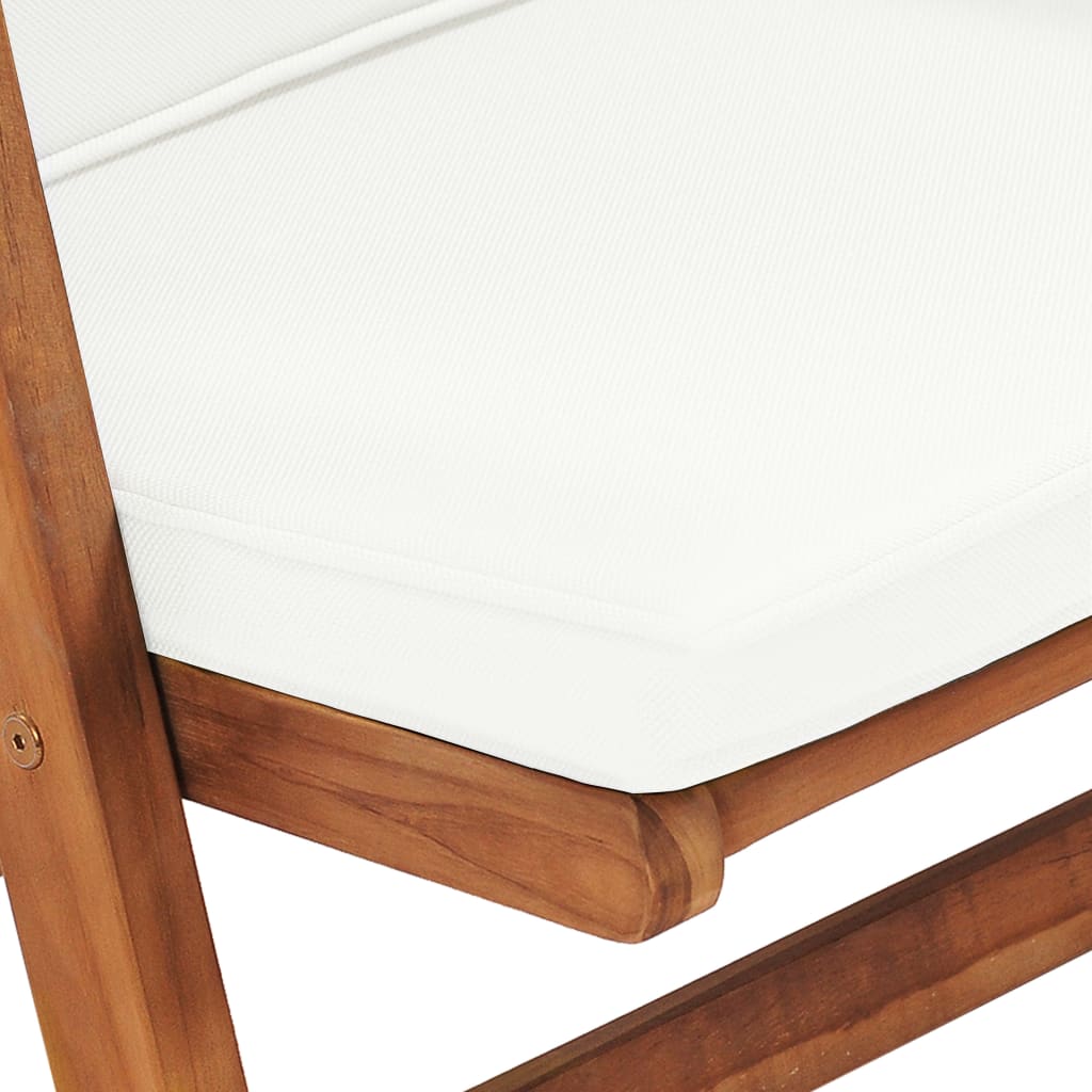 Sedie da Giardino con Cuscini 2 pz Legno Massello di Teak Crema cod mxl 9443