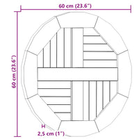 Piano Tavolo in Legno Massello di Teak Rotondo 2,5 cm 60 cm 48984