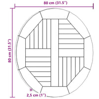 Piano Tavolo in Legno Massello di Teak Rotondo 2,5 cm 80 cm 48986