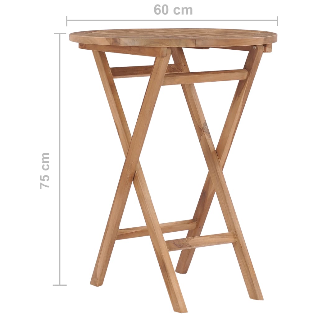 Tavolo da Giardino Pieghevole 60 cm in Legno Massello di Teak 48993