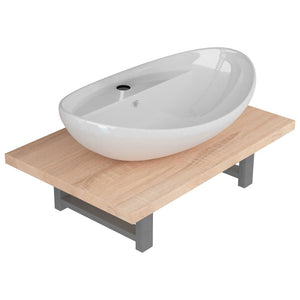 vidaXL Set Mobili da Bagno 2 pz Ceramica Rovere