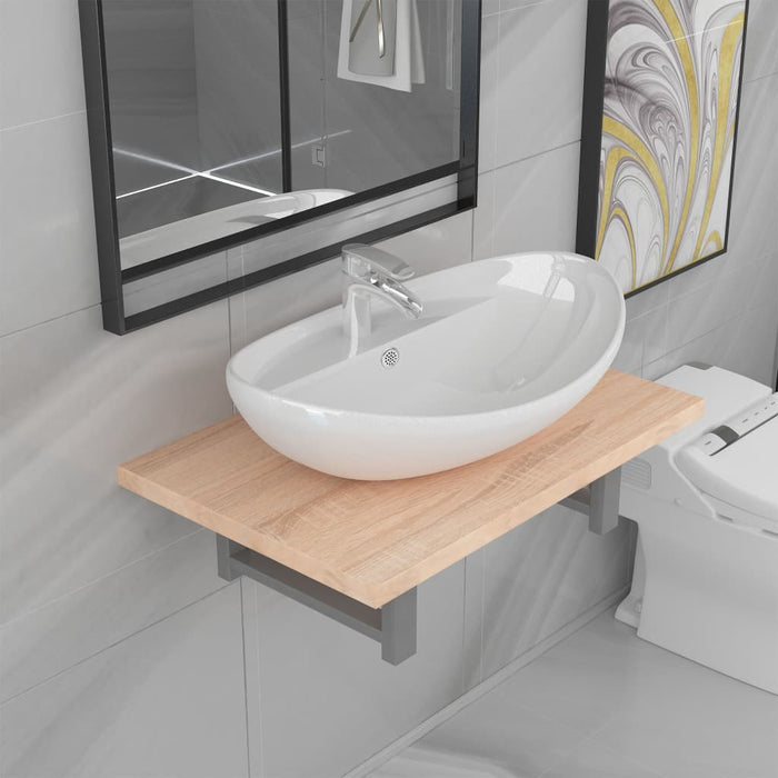 vidaXL Set Mobili da Bagno 2 pz Ceramica Rovere