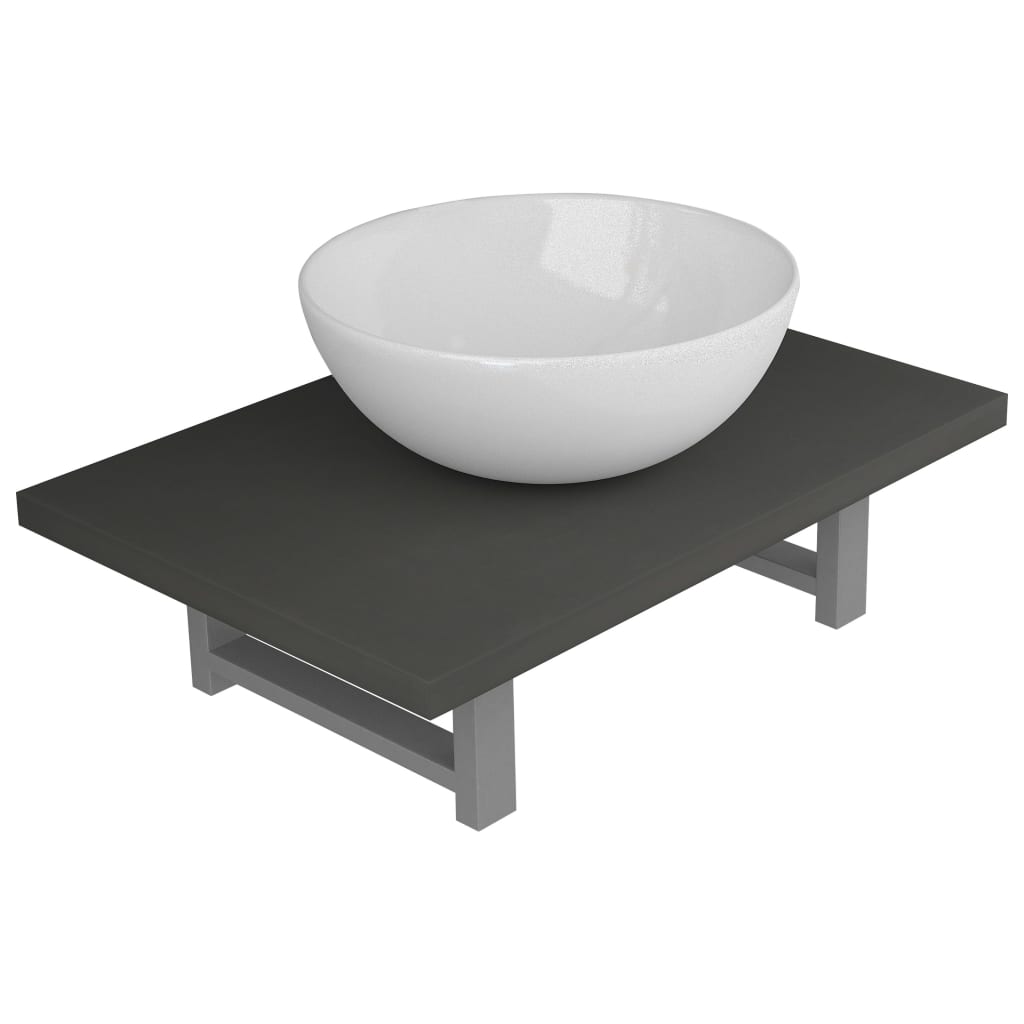 Set Mobili da Bagno 2 pz Ceramica Grigio 279332