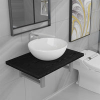 Set Mobili da Bagno 2 pz Ceramica Nero 279336