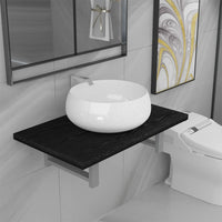 Set Mobili da Bagno 2 pz Ceramica Nero
