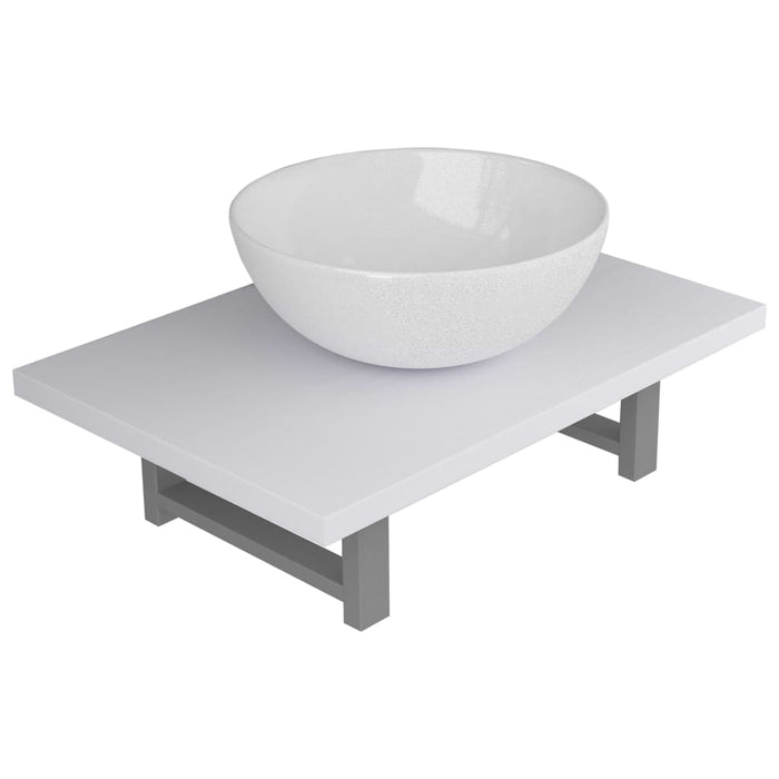 Set Mobili da Bagno 2 pz Ceramica Bianco 279341